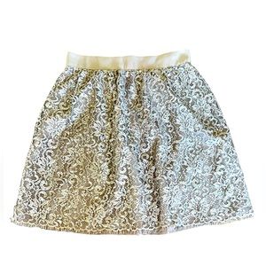 J. Crew Lace Skirt‎ in Gold Metallic Size 8